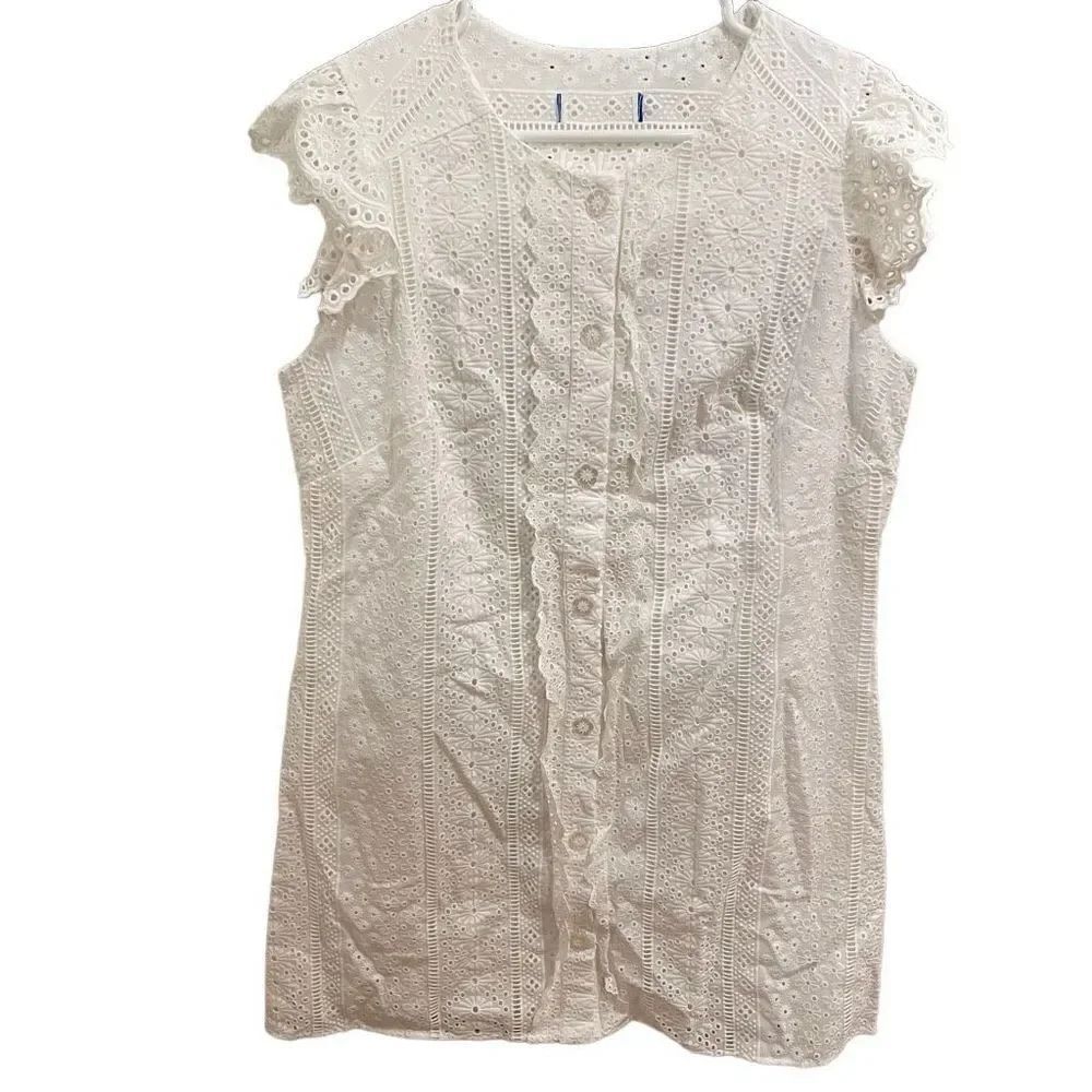 Cartolina Nantucket Meredith Dress Women’s No Sz White Eyelet Hamptons Yachtcore